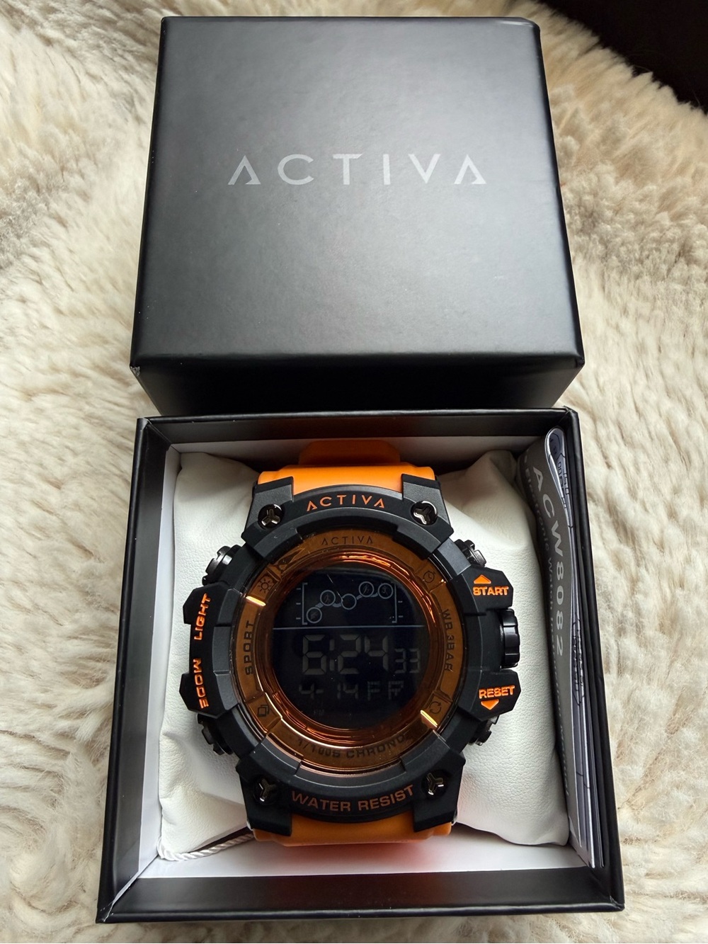 Activa NIB Unisex Orange and Black Men's Digital Sport Watch